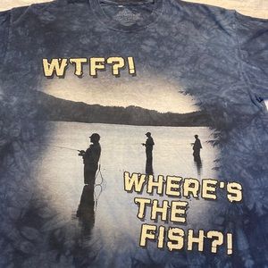 The Mountain T Shirt Fishing/Maine Graphic Short Sleeve 100% Cotton SZ L